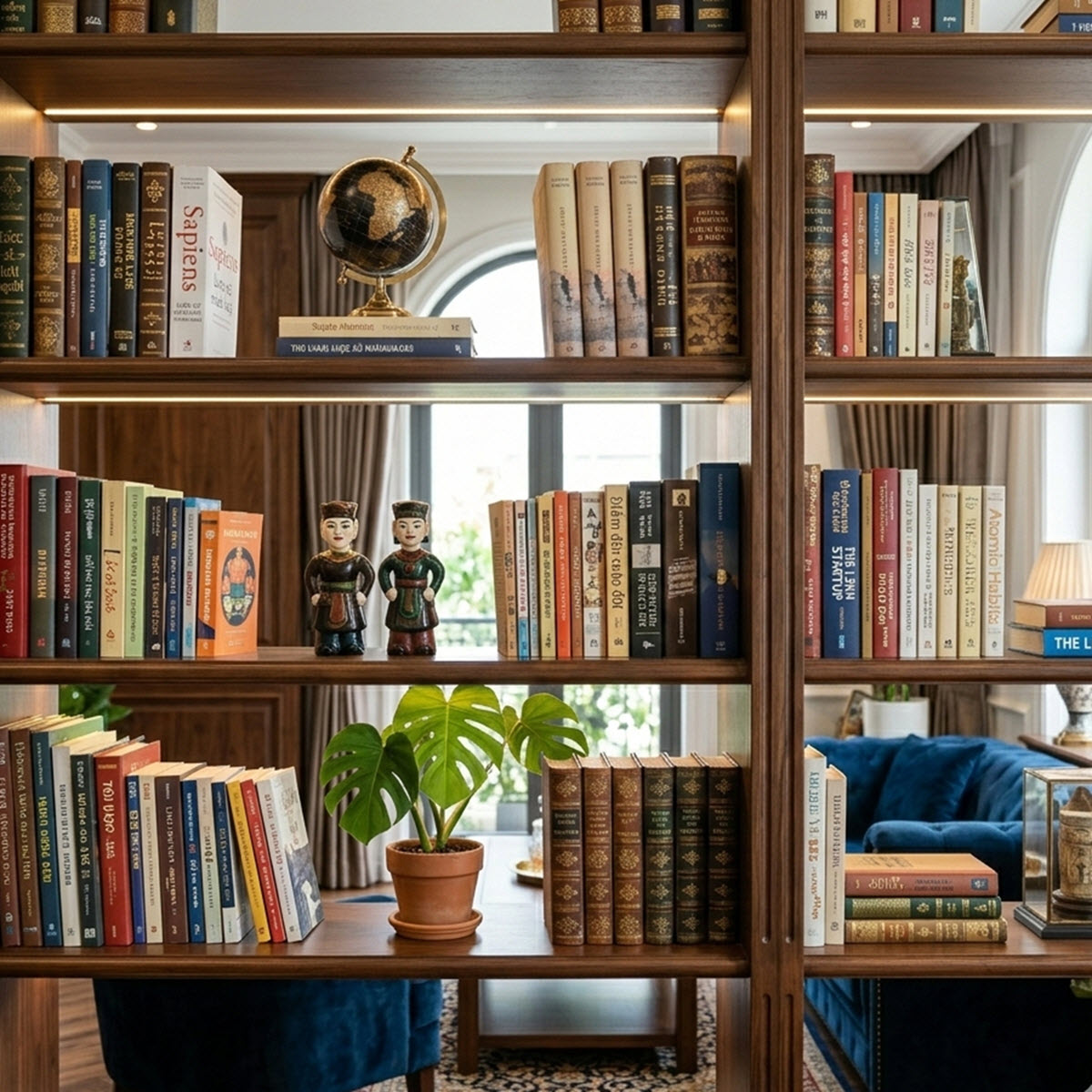 Nguyên Tắc Thiết Kế Kệ Sách Phòng Khách Sang Trọng Và Hài Hòa